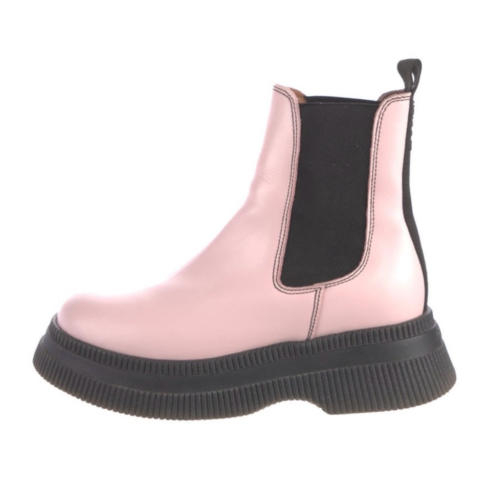 GANNI Pink Leather Chunky Chelsea Boots